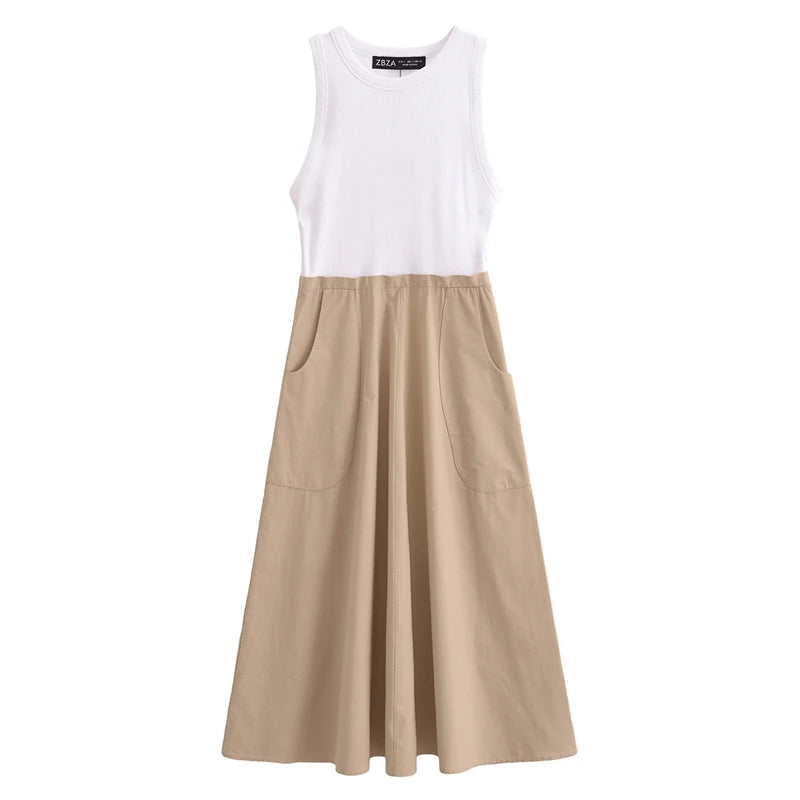 Zonleeter Fashion Patchwork Midi Dress