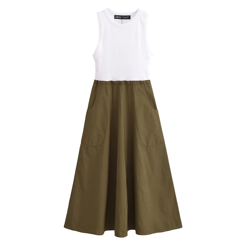 Zonleeter Fashion Patchwork Midi Dress