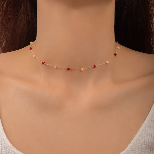 Golden Geometry Short Necklace for Summer Refinement