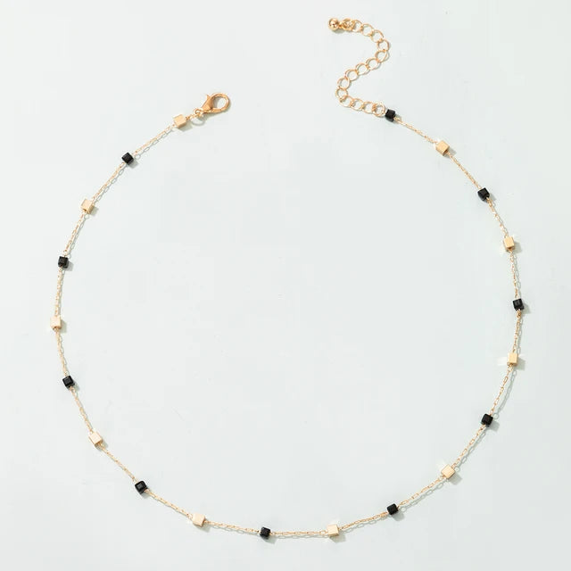 Golden Geometry Short Necklace for Summer Refinement