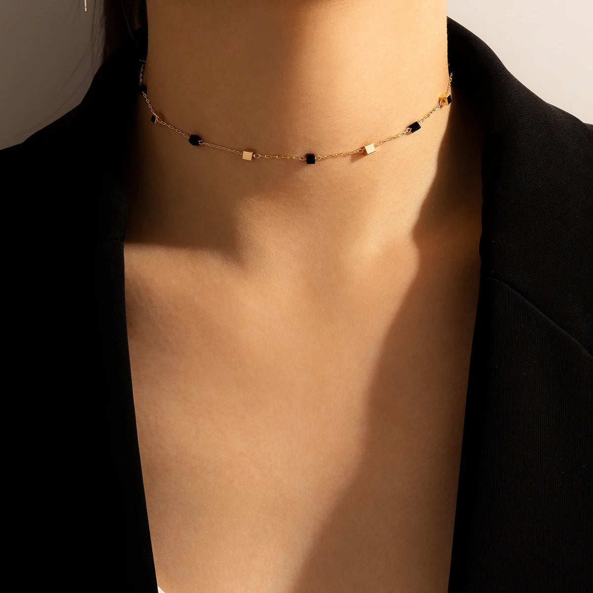 Golden Geometry Short Necklace for Summer Refinement
