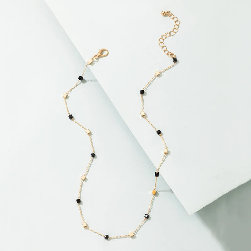 Golden Geometry Short Necklace for Summer Refinement