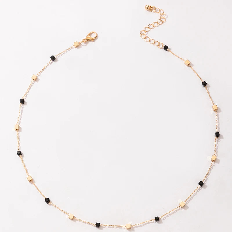 Golden Geometry Short Necklace for Summer Refinement