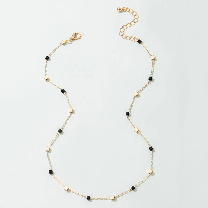 Golden Geometry Short Necklace for Summer Refinement