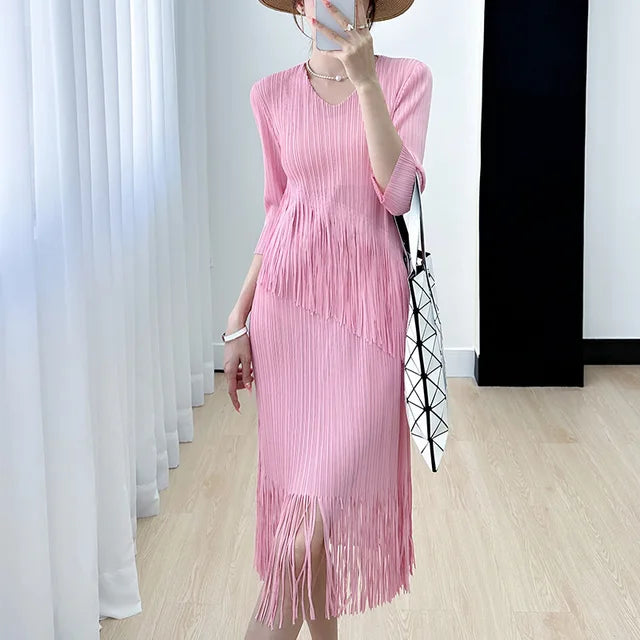 AuraChic Zomerse Stijl Verfijnende Kwast Jurk