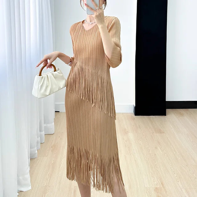 AuraChic Zomerse Stijl Verfijnende Kwast Jurk