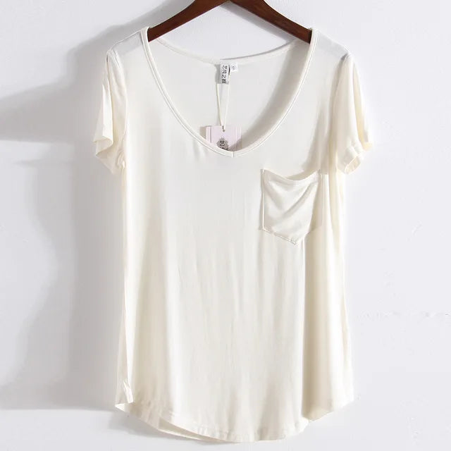 Summer Modal Pocket T-Shirts for Women