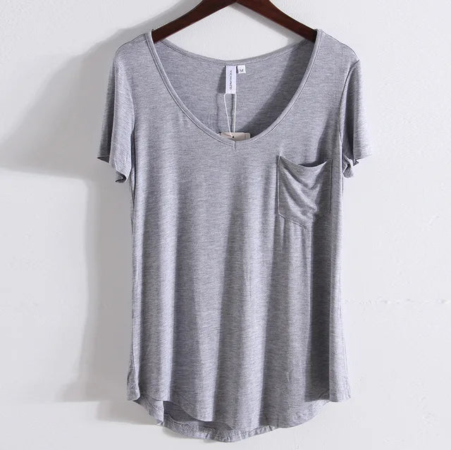 Summer Modal Pocket T-Shirts for Women