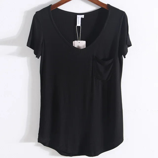 Summer Modal Pocket T-Shirts for Women