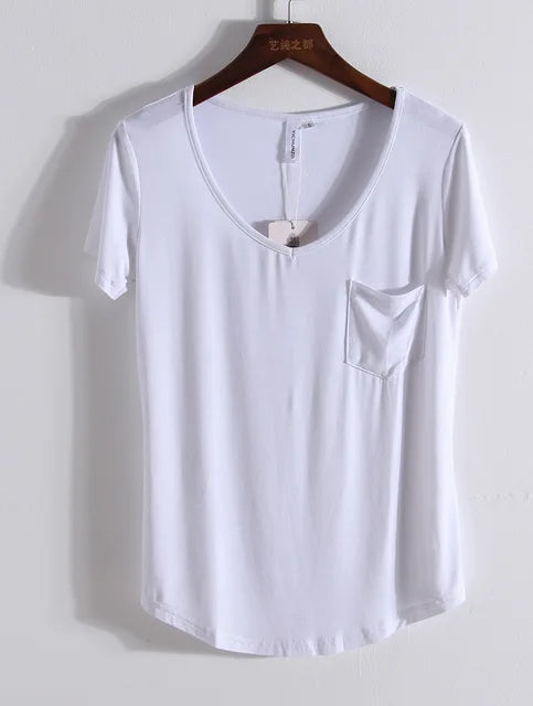 Summer Modal Pocket T-Shirts for Women