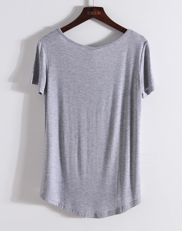 Summer Modal Pocket T-Shirts for Women