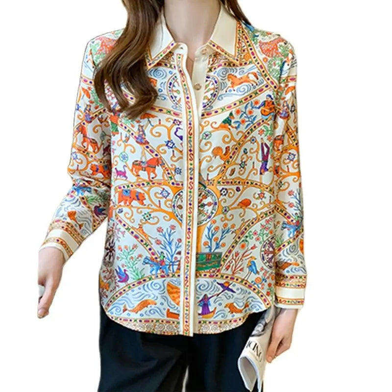 Aurora Blumenmuster Damenbluse für stilvolle Frauen