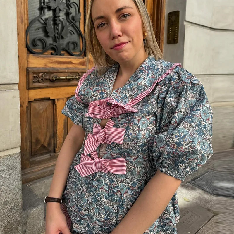 Modieuze Bloemen Bedrukte Lange Broek Set