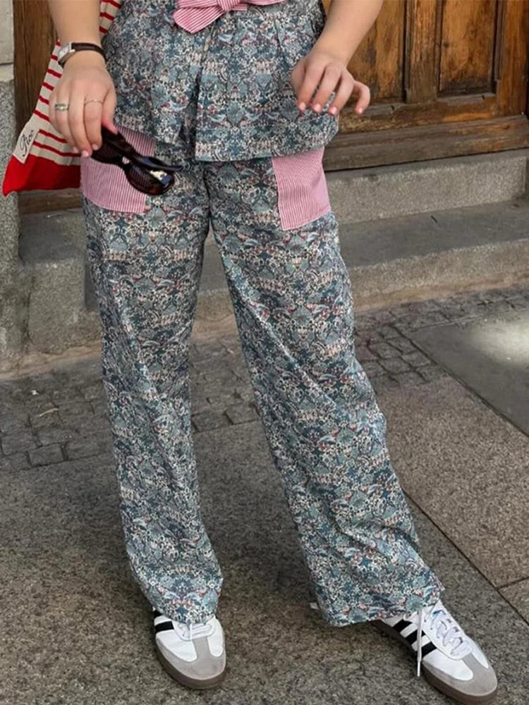 Modieuze Bloemen Bedrukte Lange Broek Set