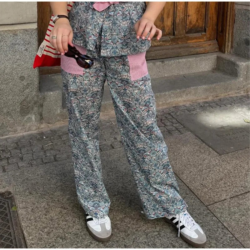 Modieuze Bloemen Bedrukte Lange Broek Set
