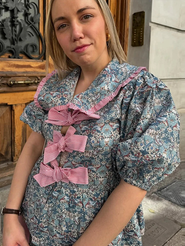 Modieuze Bloemen Bedrukte Lange Broek Set