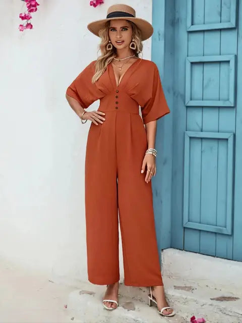 Aurora Dames Wijde Broek Jumpsuit voor Zomerse Elegantie