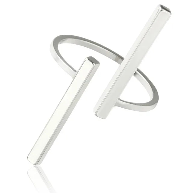 Mode Eenvoudige Stijl Lange Strip Geometrische Open Ring
