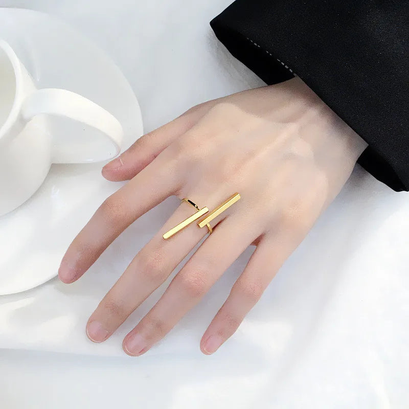 Mode Eenvoudige Stijl Lange Strip Geometrische Open Ring