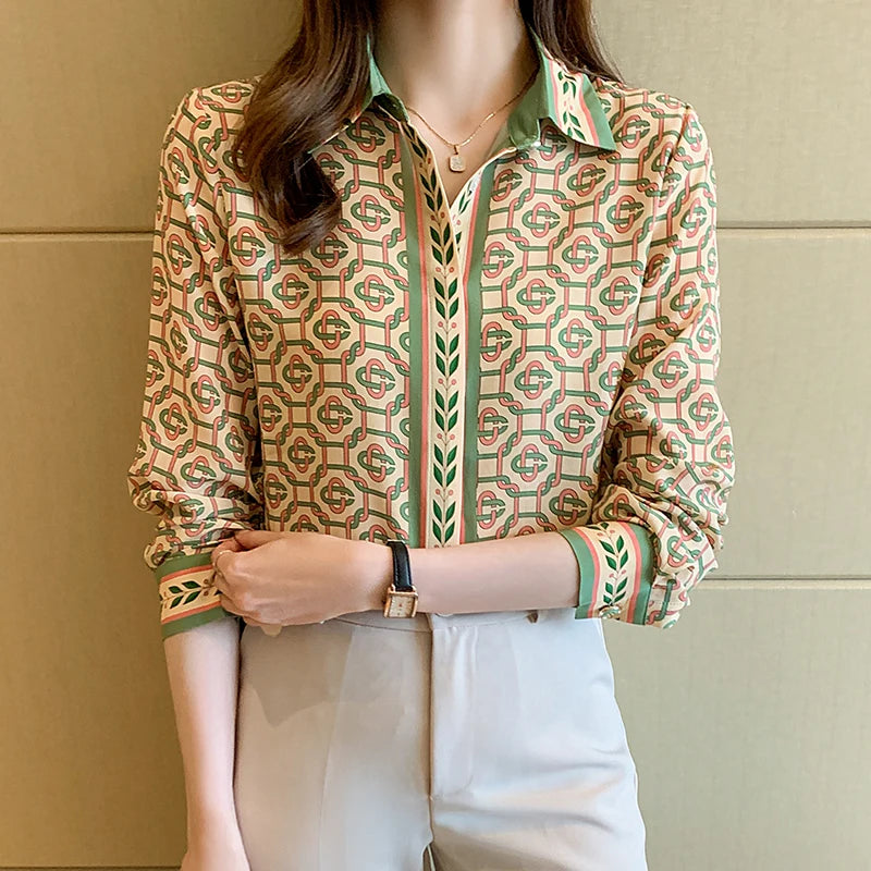 Fashionable Chain Print Blouse for Women