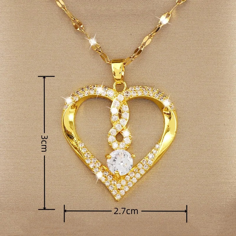 Endlose Liebe Kupfer Zirkon Anhänger Halskette für elegante Anlässe