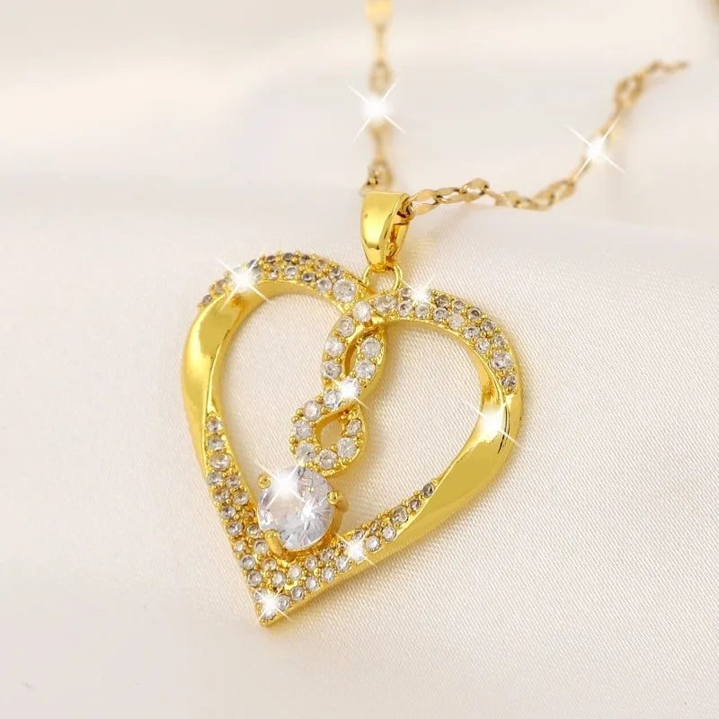 Endlose Liebe Kupfer Zirkon Anhänger Halskette für elegante Anlässe
