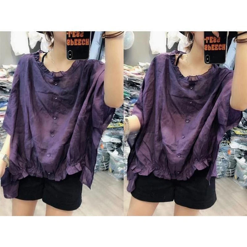 Modieuze Asymmetrische Blouse met Ruffles