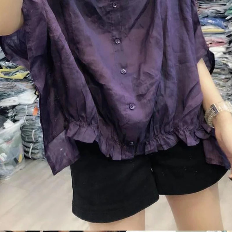 Modieuze Asymmetrische Blouse met Ruffles