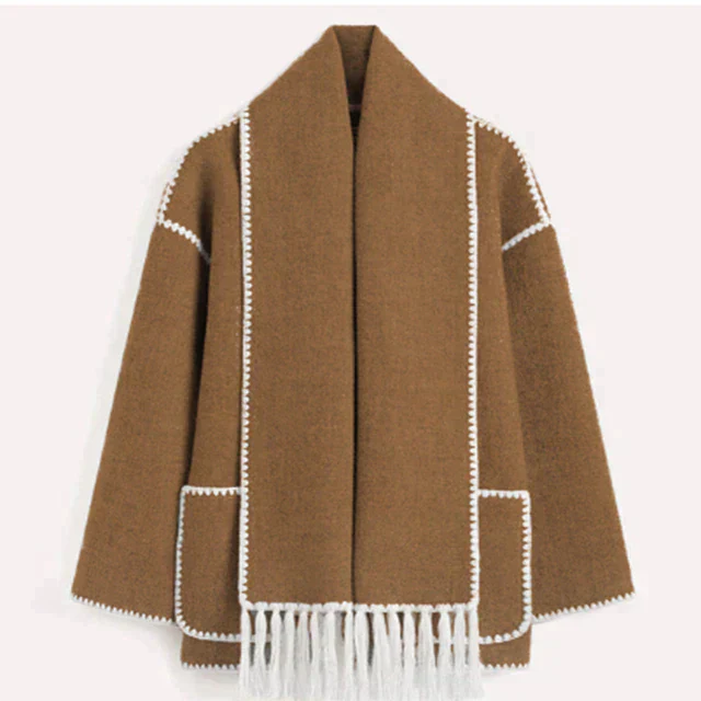 Coat with Scarf of Stylish Fabric