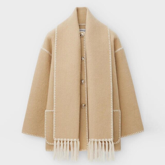 Coat with Scarf of Stylish Fabric
