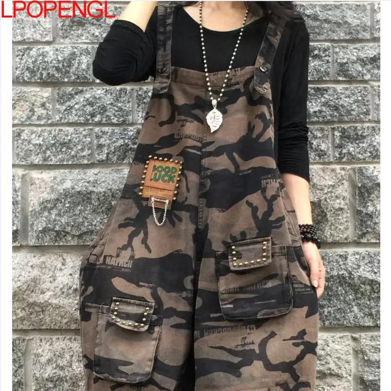 Stella Retro Camouflage Denim Overalls voor Trendy Vrouwen