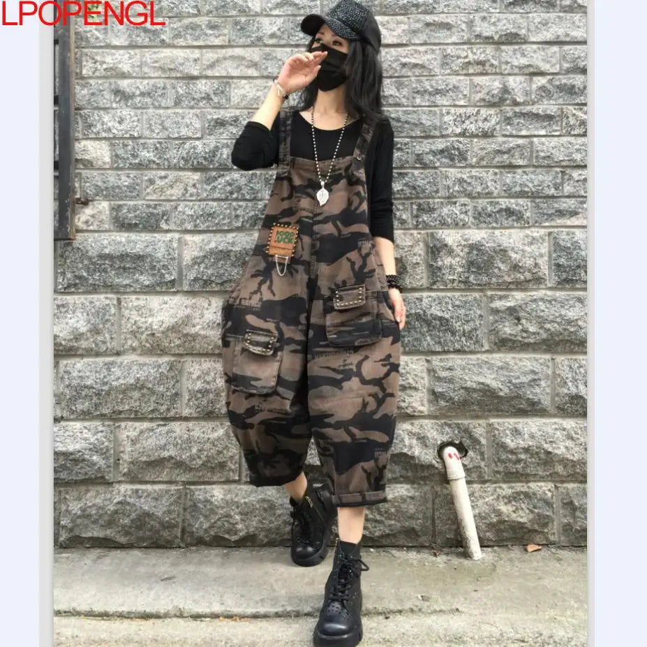Stella Retro Camouflage Denim Overalls voor Trendy Vrouwen