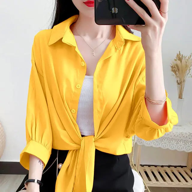 Oversized Koreaanse Blouse met Strikband