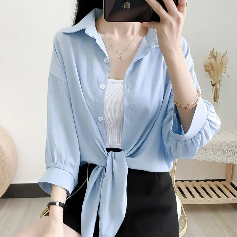 Oversized Koreaanse Blouse met Strikband