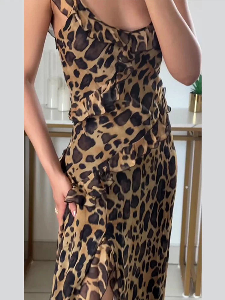 GlamourGolven Ruche Chiffon Abito Midi per Estivo