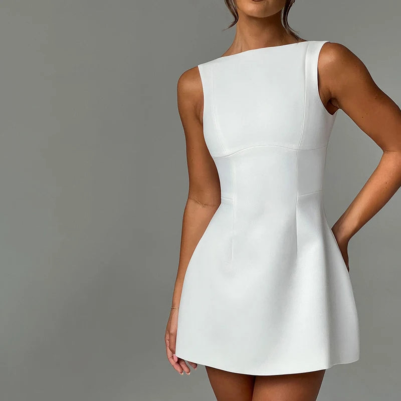 Witte Backless Mini Zomerjurk 2024
