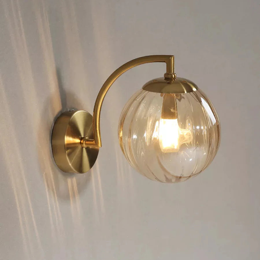 Lampada da parete retrò moderna con globo in vetro fumé