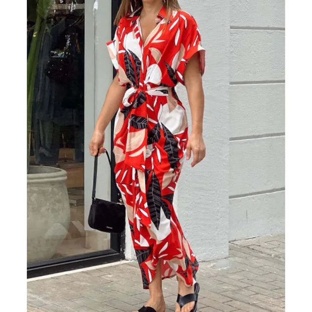 GlamourVibe Jurk: Stijlvolle Lapel Medium Korte Mouw