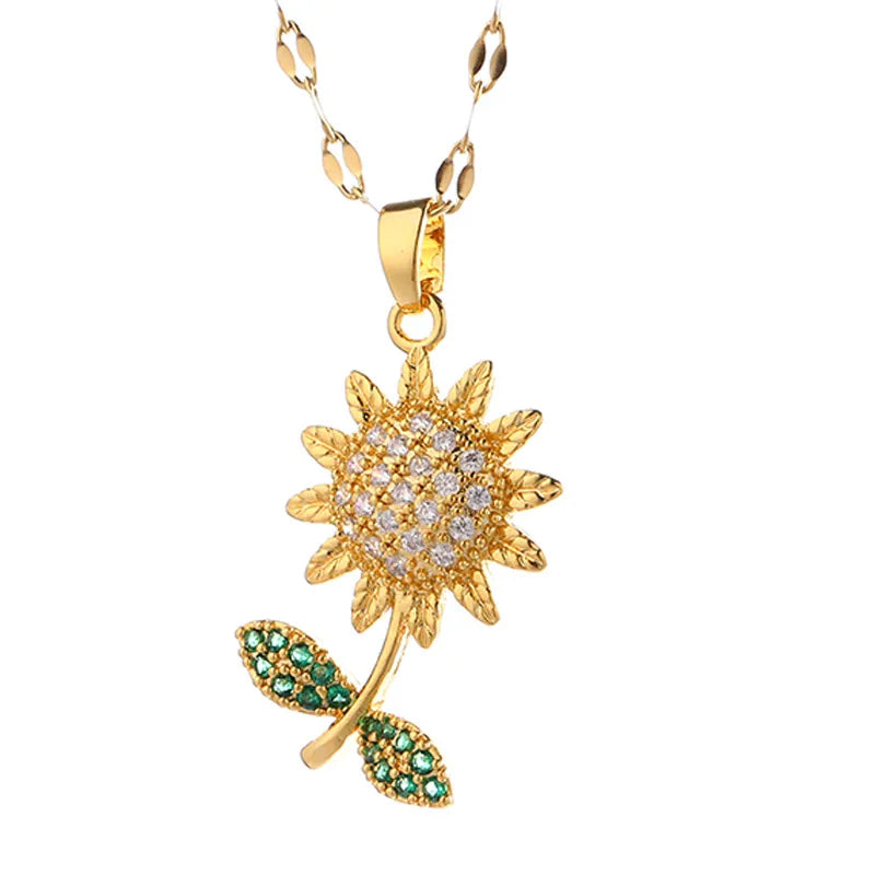Pendentif en cuivre avec fleur de marguerite fraîche à la mode envoûtante