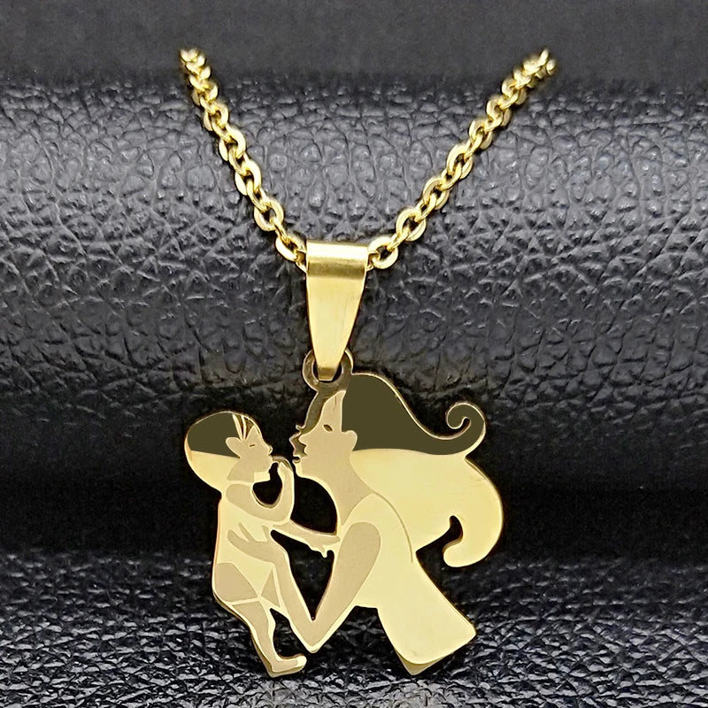 Mother-daughter family necklace