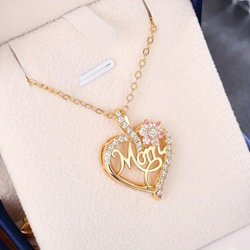 EternalLove Moeder Hart Hanger Ketting met Roos Geschenkdoos