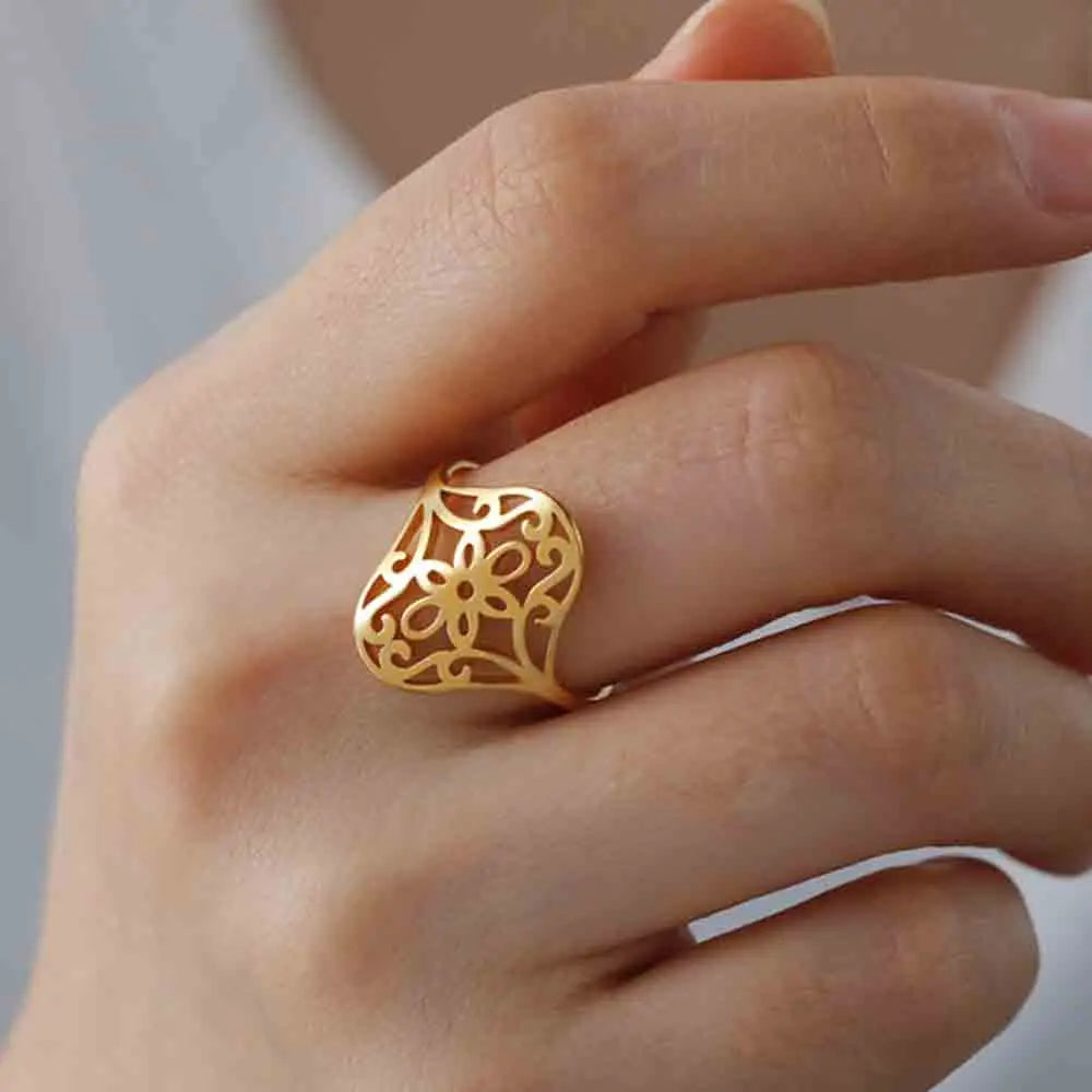 Schitterende Bloemenpracht Ring voor Vrouwen