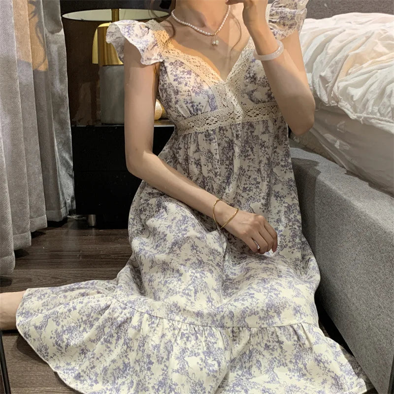 Dames Nachtjapon met Bloemenprint van DreamLand