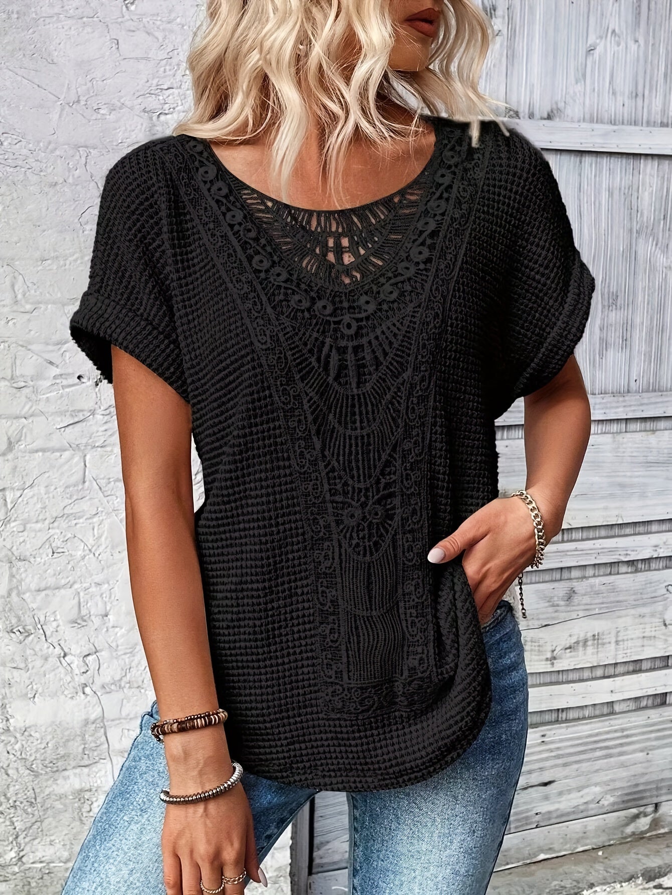 Nadine | Casual elegant kanten T-shirt