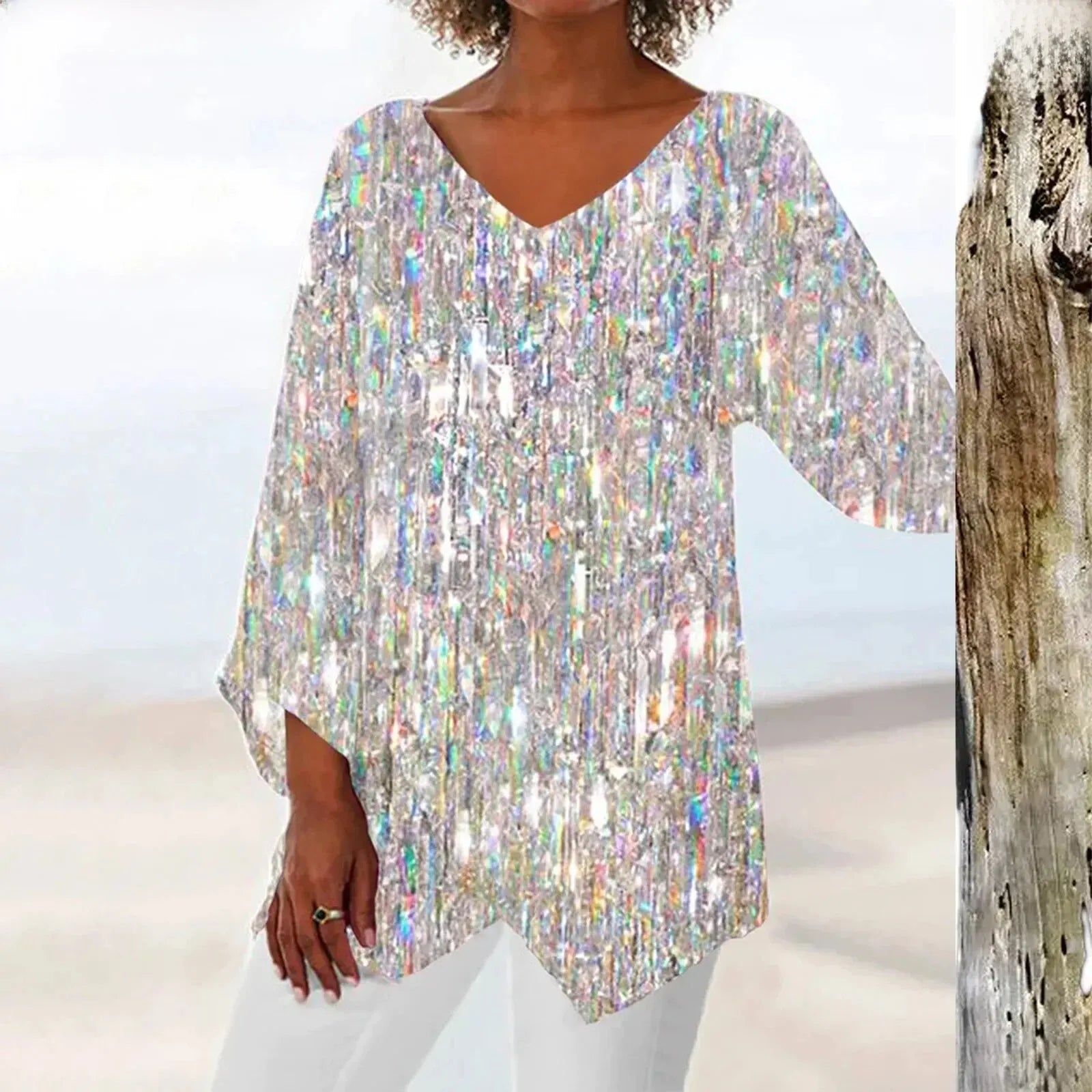 Nadine | Trendy top met lange mouwen en V-hals