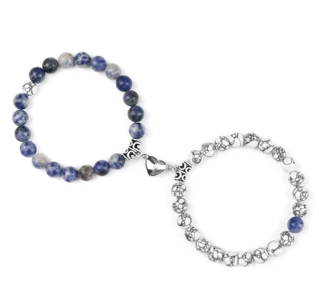 Passione e Connessione Braccialetti Magnetici a Forma di Cuore con Perle di Pietra Naturale