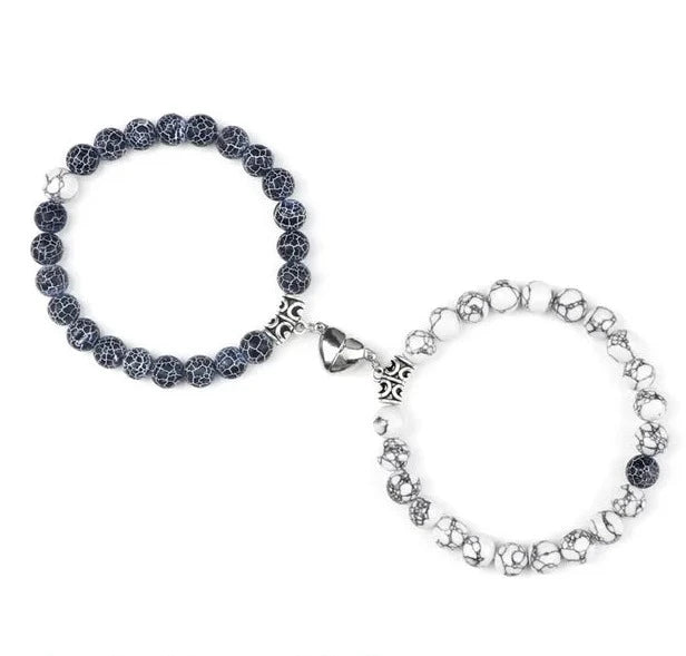 Passione e Connessione Braccialetti Magnetici a Forma di Cuore con Perle di Pietra Naturale