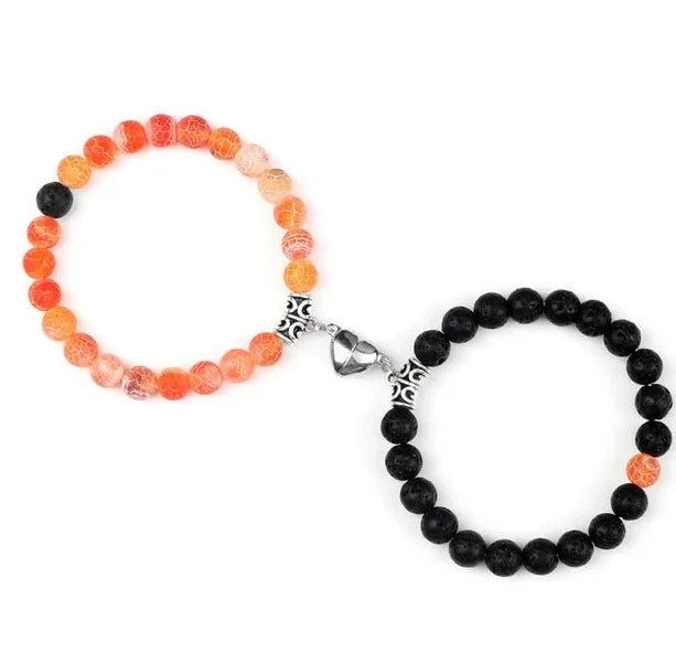 Passione e Connessione Braccialetti Magnetici a Forma di Cuore con Perle di Pietra Naturale