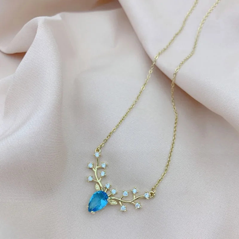 Enchanting Zircon Crystal Deer Pendant