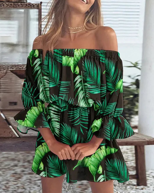 Verleidelijke Fashion Dress met Eén Schouder en Print voor Vrouwen